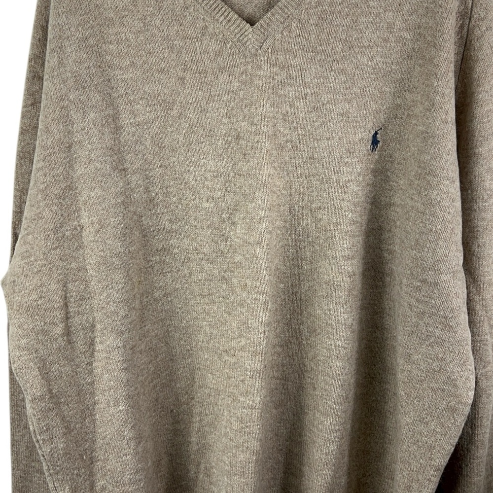 Polo Ralph Lauren Men's Lambswool V Neck Sweater Beige Size XXL - Picture 5 of 8